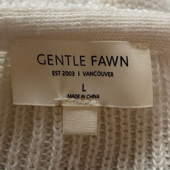 Gentle Fawn “Tucker” White & Light Blue Striped Knit Sweater – Size L - Picture 3 of 9